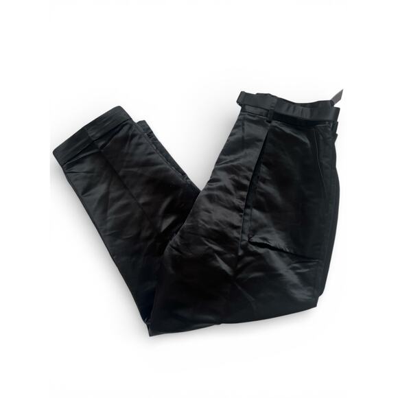 NWT Women's Badgley Mischka Satin Belted Pleated Dress Pants Size 14 - Picture 4 of 7